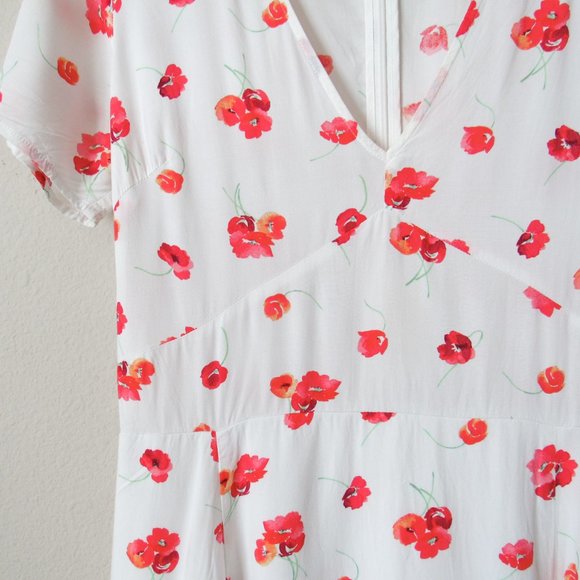 GAP Dainty Floral Print Mini Dress White/Red Size 4 - Picture 4 of 7